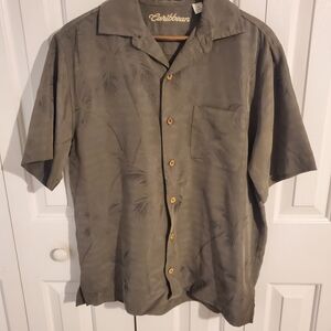 Caribbean Sage Green Men's Casual Button Down Shirt